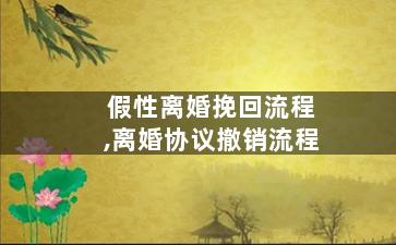 假性离婚挽回流程,离婚协议撤销流程