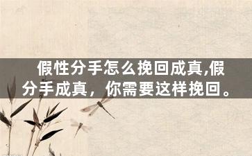 假性分手怎么挽回成真,假分手成真，你需要这样挽回。