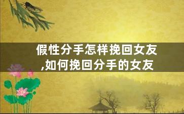 假性分手怎样挽回女友,如何挽回分手的女友