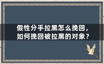 假性分手拉黑怎么挽回，如何挽回被拉黑的对象？