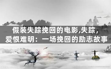 假装失踪挽回的电影,失踪，爱恨难明：一场挽回的励志故事