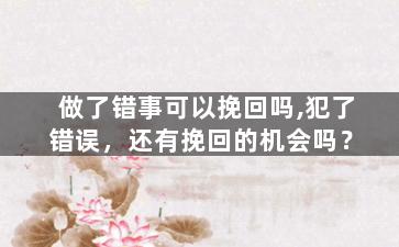 做了错事可以挽回吗,犯了错误，还有挽回的机会吗？