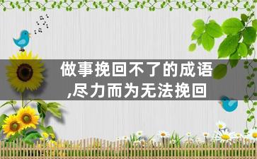 做事挽回不了的成语,尽力而为无法挽回