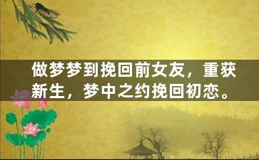 做梦梦到挽回前女友，重获新生，梦中之约挽回初恋。