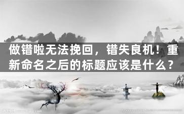 做错啦无法挽回，错失良机！重新命名之后的标题应该是什么？