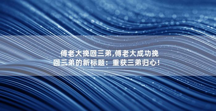 傅老大挽回三弟,傅老大成功挽回三弟的新标题：重获三弟归心！