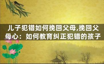 儿子犯错如何挽回父母,挽回父母心：如何教育纠正犯错的孩子