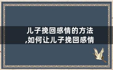 儿子挽回感情的方法,如何让儿子挽回感情