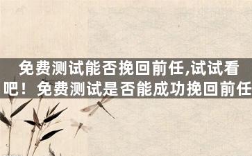 免费测试能否挽回前任,试试看吧！免费测试是否能成功挽回前任