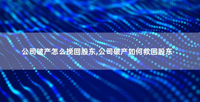 公司破产怎么挽回股东,公司破产如何救回股东