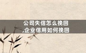 公司失信怎么挽回,企业信用如何挽回