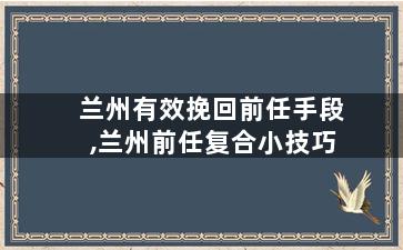 兰州有效挽回前任手段,兰州前任复合小技巧