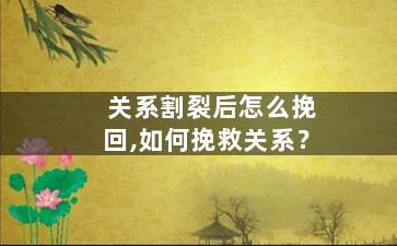 关系割裂后怎么挽回,如何挽救关系？