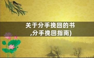 关于分手挽回的书,分手挽回指南)