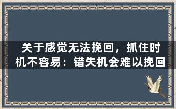 关于感觉无法挽回，抓住时机不容易：错失机会难以挽回
