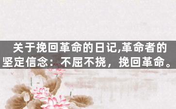 关于挽回革命的日记,革命者的坚定信念：不屈不挠，挽回革命。