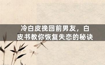 冷白皮挽回前男友，白皮书教你恢复失恋的秘诀