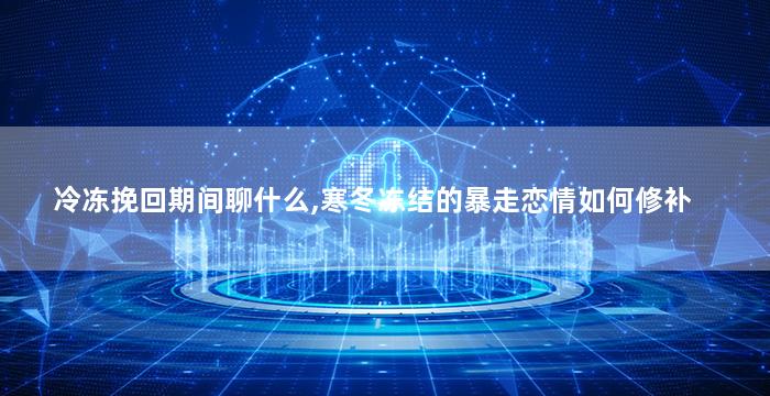 冷冻挽回期间聊什么,寒冬冻结的暴走恋情如何修补