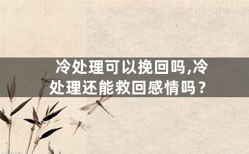 冷处理可以挽回吗,冷处理还能救回感情吗？