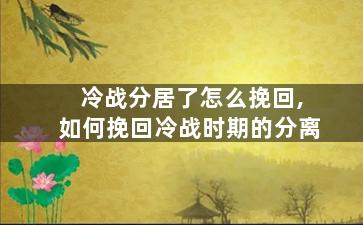 冷战分居了怎么挽回,如何挽回冷战时期的分离