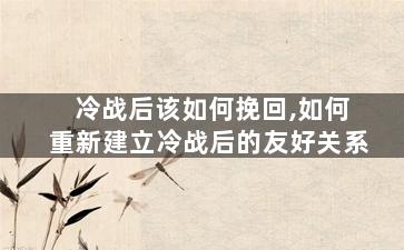 冷战后该如何挽回,如何重新建立冷战后的友好关系