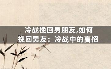 冷战挽回男朋友,如何挽回男友：冷战中的高招