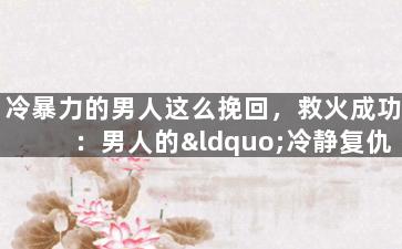 冷暴力的男人这么挽回，救火成功：男人的“冷静复仇术”