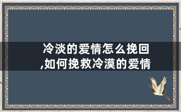 冷淡的爱情怎么挽回,如何挽救冷漠的爱情
