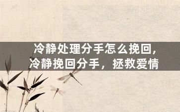 冷静处理分手怎么挽回,冷静挽回分手，拯救爱情