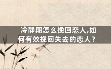 冷静期怎么挽回恋人,如何有效挽回失去的恋人？