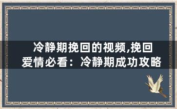冷静期挽回的视频,挽回爱情必看：冷静期成功攻略