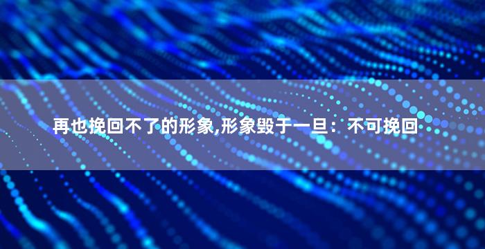 再也挽回不了的形象,形象毁于一旦：不可挽回