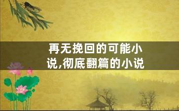 再无挽回的可能小说,彻底翻篇的小说