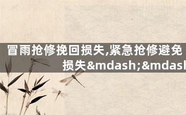 冒雨抢修挽回损失,紧急抢修避免损失——冒雨救援现场复建