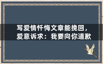 写爱情忏悔文章能挽回，爱意诉求：我要向你道歉