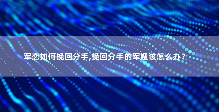军恋如何挽回分手,挽回分手的军嫂该怎么办？