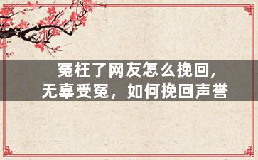 冤枉了网友怎么挽回,无辜受冤，如何挽回声誉