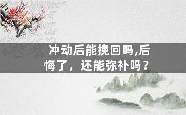 冲动后能挽回吗,后悔了，还能弥补吗？