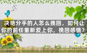 决绝分手的人怎么挽回，如何让你的前任重新爱上你，挽回感情？