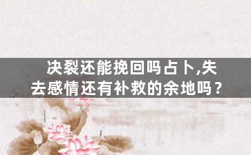 决裂还能挽回吗占卜,失去感情还有补救的余地吗？
