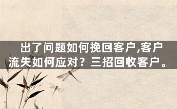 出了问题如何挽回客户,客户流失如何应对？三招回收客户。