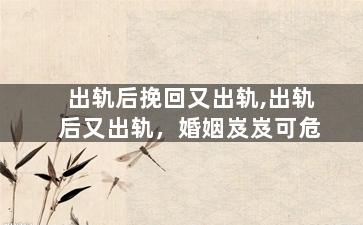 出轨后挽回又出轨,出轨后又出轨，婚姻岌岌可危