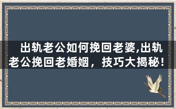 出轨老公如何挽回老婆,出轨老公挽回老婚姻，技巧大揭秘！