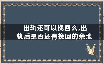 出轨还可以挽回么,出轨后是否还有挽回的余地