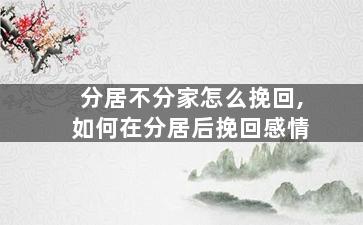 分居不分家怎么挽回,如何在分居后挽回感情