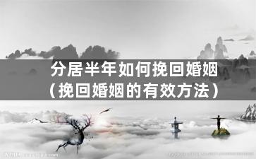 分居半年如何挽回婚姻（挽回婚姻的有效方法）