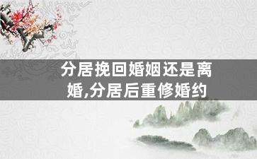 分居挽回婚姻还是离婚,分居后重修婚约