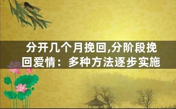 分开几个月挽回,分阶段挽回爱情：多种方法逐步实施