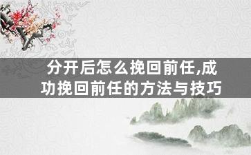 分开后怎么挽回前任,成功挽回前任的方法与技巧