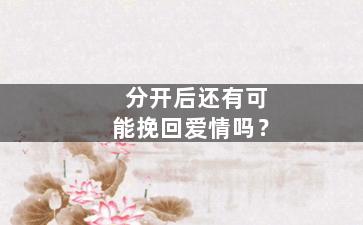 分开后还有可能挽回爱情吗？